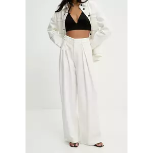 Answear Lab pantaloni culoarea alb, lat, medium waist imagine