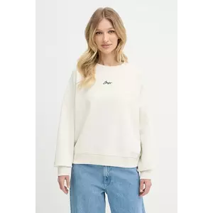 BOSS Orange hanorac de bumbac culoarea bej, cu imprimeu, 50547974 imagine