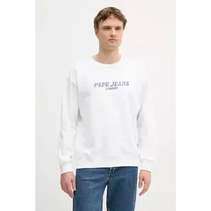 Pepe Jeans hanorac de bumbac culoarea alb, cu imprimeu, PM582922 imagine