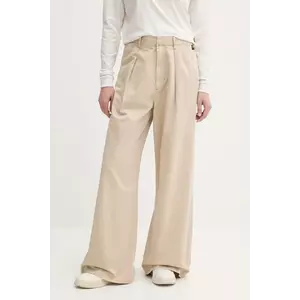G-Star pantaloni din amestec de in culoarea bej, lat, high waist, D26435-D910 imagine