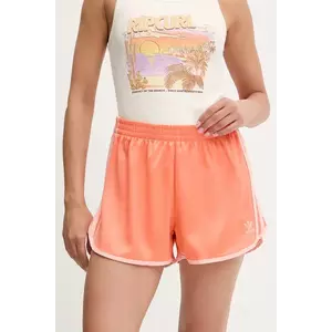 adidas Originals pantaloni scurți 3-Stripes culoarea portocaliu, uni, high waist, JD3122 imagine