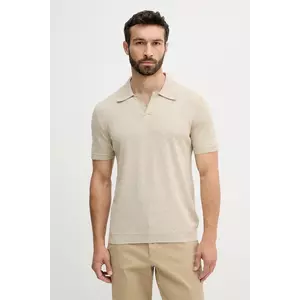 United Colors of Benetton tricou polo culoarea bej, melanj, 115RK301I imagine