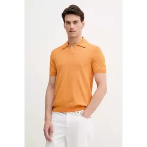 United Colors of Benetton tricou polo culoarea portocaliu, melanj, 115RK301I imagine