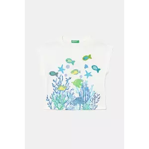 United Colors of Benetton tricou de bumbac pentru copii culoarea alb, 3I1XG10JH imagine