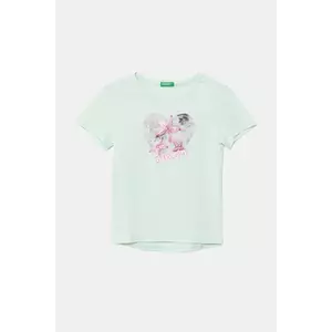 United Colors of Benetton tricou de bumbac pentru copii culoarea turcoaz, 3I1XC10OY imagine
