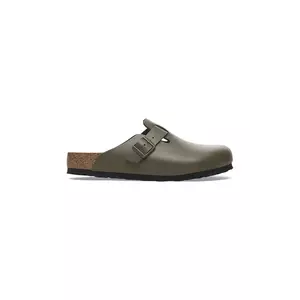 Birkenstock șlapi de piele Boston NL femei, culoarea verde, cu platforma, 1029156 imagine