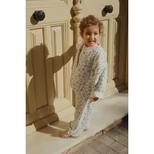 Konges Sløjd pantaloni de bumbac pentru copii RHW x KS MIOBLU PANTS GOTS culoarea bej, cu imprimeu, Rosie Huntington Whiteley KS103615 imagine