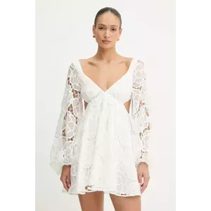Bardot rochie din bumbac culoarea alb, mini, evazati, 59858DB1 imagine