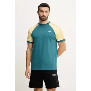 adidas Originals tricou din bumbac Cali Tee culoarea turcoaz, cu imprimeu, KC4961 imagine