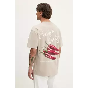 Hollister Co. tricou din bumbac culoarea bej, cu imprimeu, KI323-5271 imagine
