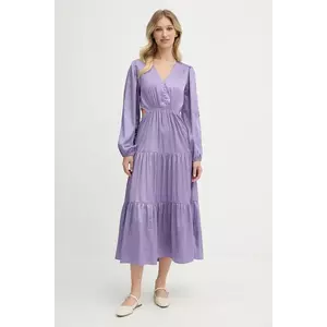 Pepe Jeans rochie culoarea violet, midi, evazati, PL953760 imagine