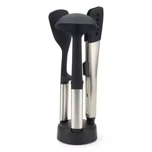 Joseph Joseph set accesorii de bucătărie cu suport Elevate Fusion Steel 4-pack culoarea negru imagine