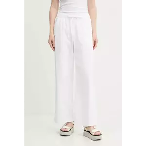 Hollister Co. pantaloni de bumbac culoarea alb, drept, high waist, KI356-5063 imagine