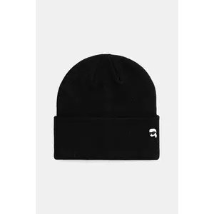 Karl Lagerfeld căciulă din amestec de lână IKON culoarea negru, din tricot gros, A3M33157 imagine
