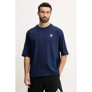 adidas Originals tricou din bumbac Adicolor culoarea bleumarin, cu imprimeu, JP1059 imagine