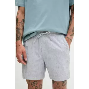 Abercrombie & Fitch pantaloni scurți din amestec de in culoarea bleumarin, KI128-5060 imagine