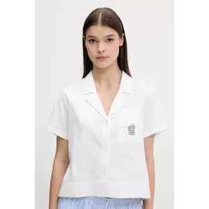 Hollister Co. cămașă de pijama din bumbac culoarea alb, bumbac, KI346-5055 imagine
