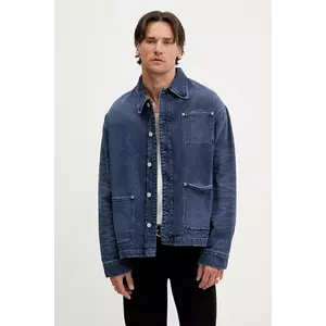 Tommy Jeans geacă cu aspect de cămașă culoarea bleumarin, de tranzitie, DM0DM21833 imagine