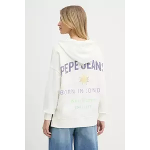 Pepe Jeans bluză culoarea alb, cu glugă, cu imprimeu, PL581526 imagine