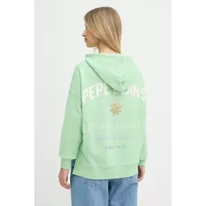 Pepe Jeans bluză culoarea verde, cu glugă, cu imprimeu, PL581526 imagine