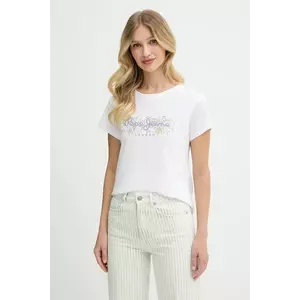 Pepe Jeans tricou din bumbac culoarea alb, PL506120 imagine