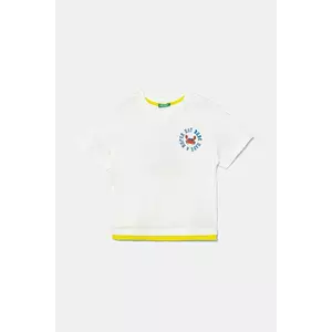 United Colors of Benetton tricou de bumbac pentru copii culoarea alb, cu imprimeu, 3SLUG10JF imagine