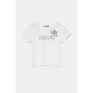 United Colors of Benetton tricou de bumbac pentru copii culoarea alb, 3I1XG10JB imagine