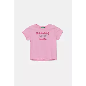 United Colors of Benetton tricou de bumbac pentru copii culoarea roz, 3I1XG10JB imagine