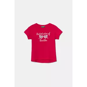 United Colors of Benetton tricou de bumbac pentru copii culoarea roz, 3I1XG10JB imagine