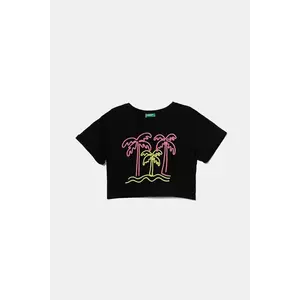 United Colors of Benetton tricou de bumbac pentru copii culoarea negru, 3SDLC10OX imagine