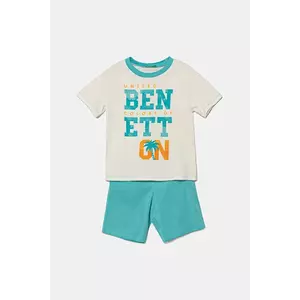 United Colors of Benetton pijama copii culoarea turcoaz, cu imprimeu, 30960P08O imagine