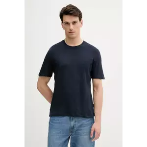 Sisley tricou din amestec de in culoarea bleumarin, uni, 3D8FS104L imagine
