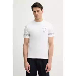 United Colors of Benetton tricou din bumbac culoarea alb, cu imprimeu, 3BL0U10AF imagine