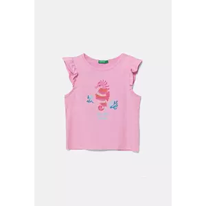 United Colors of Benetton tricou de bumbac pentru copii culoarea roz, 3I1XG10JK imagine