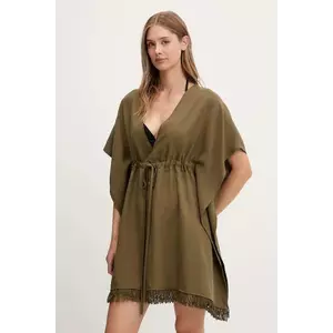 Sisley rochie de plajă cu amestec de in culoarea verde, 6YOFW800S imagine