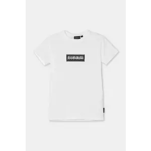 Napapijri tricou de bumbac pentru copii S-CHAMOIS SS culoarea alb, cu imprimeu, NP0A4HYL0021 imagine