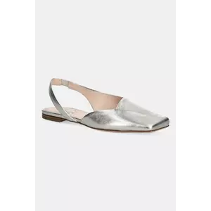 AGL balerini de piele Rina Sling B culoarea argintiu, cu toc deschis, D550002PCFOILE0244 imagine