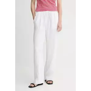 Marc O'Polo pantaloni din in culoarea alb, lat, high waist, 504011210381 imagine