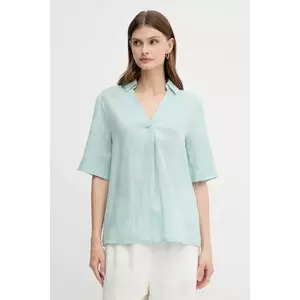 United Colors of Benetton bluză din in culoarea turcoaz, uni, 5BMLDQ0B6 imagine