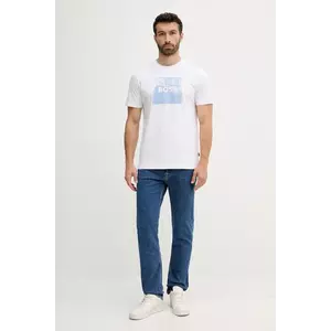 BOSS Orange tricou din bumbac culoarea alb, cu imprimeu, 50546381 imagine