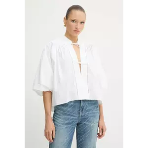 BOSS Orange bluză din bumbac culoarea alb, uni, 50552766 imagine