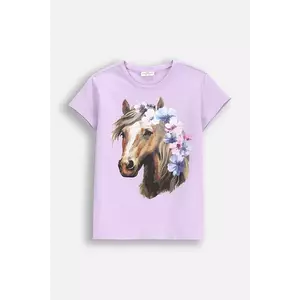 Coccodrillo tricou pentru copii cu două fețe culoarea violet, EVERYDAY GIRL imagine