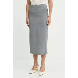 BOSS fustă de lână culoarea gri, midi, drept, 50541977 imagine
