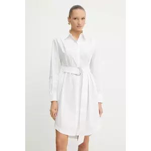 BOSS Orange rochie din bumbac culoarea alb, mini, drept, 50546132 imagine