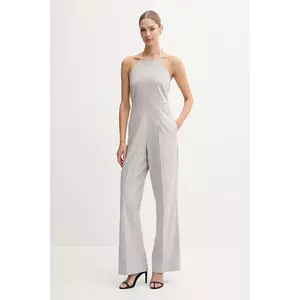 Sisley salopetă amestecată cu in culoarea gri, cu amestec de in, cold shoulder, 4NP9LT00N imagine