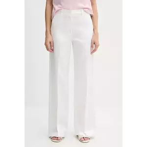 Sisley pantaloni culoarea alb, lat, high waist, 4ED4LE03G imagine