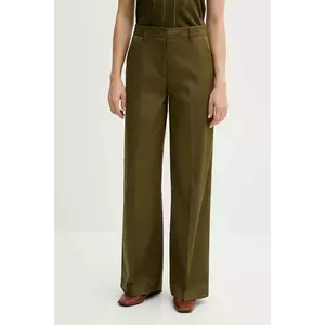 Sisley pantaloni culoarea verde, lat, high waist, 4ED4LE03G imagine