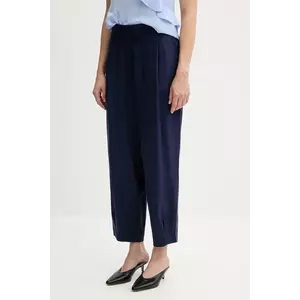 United Colors of Benetton pantaloni culoarea bleumarin, lat, high waist, 4T91DF08L imagine