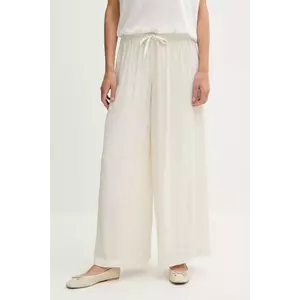 United Colors of Benetton pantaloni culoarea bej, lat, high waist, 4VW95F00C imagine