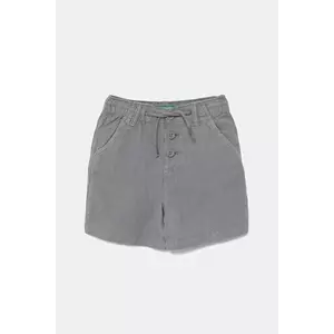 United Colors of Benetton pantaloni scurți din amestec de in pentru copii culoarea gri, talie reglabila, 41DAG902X imagine